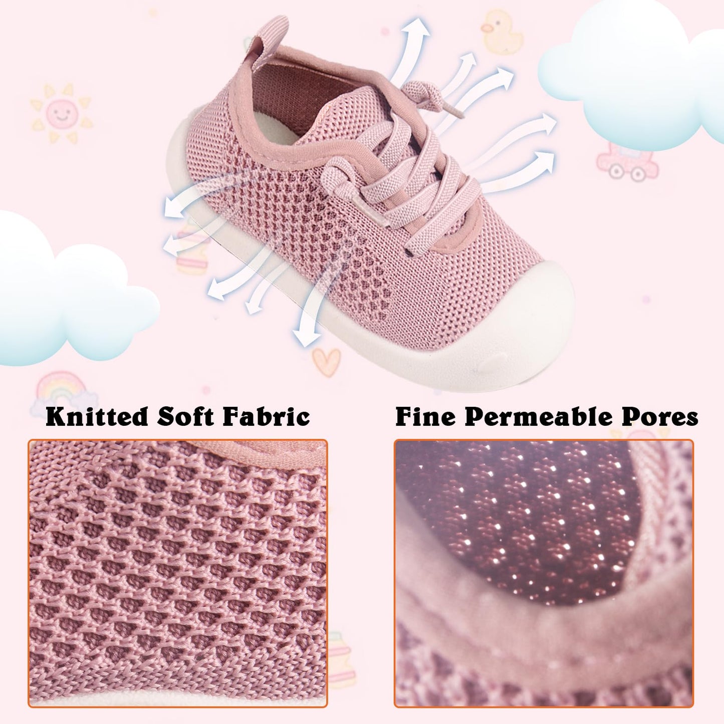 Baby Girl&Boy Toddler First Walking Shoes Barefoot Slip On Wide Toe Box Shoes