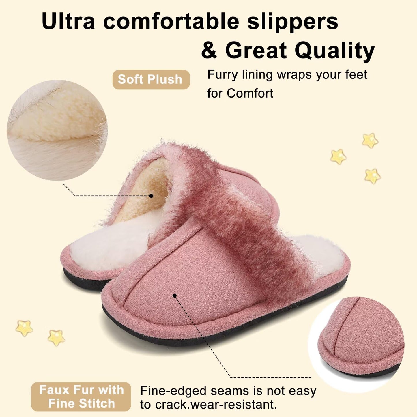 EQW Kids and Toddler Girls Slippers,House Shoes in Winter,Lightweight,Fluffy,Inddor Warmers