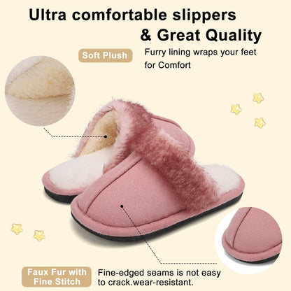 EQW Kids and Toddler Girls Slippers,House Shoes in Winter,Lightweight,Fluffy,Inddor Warmers