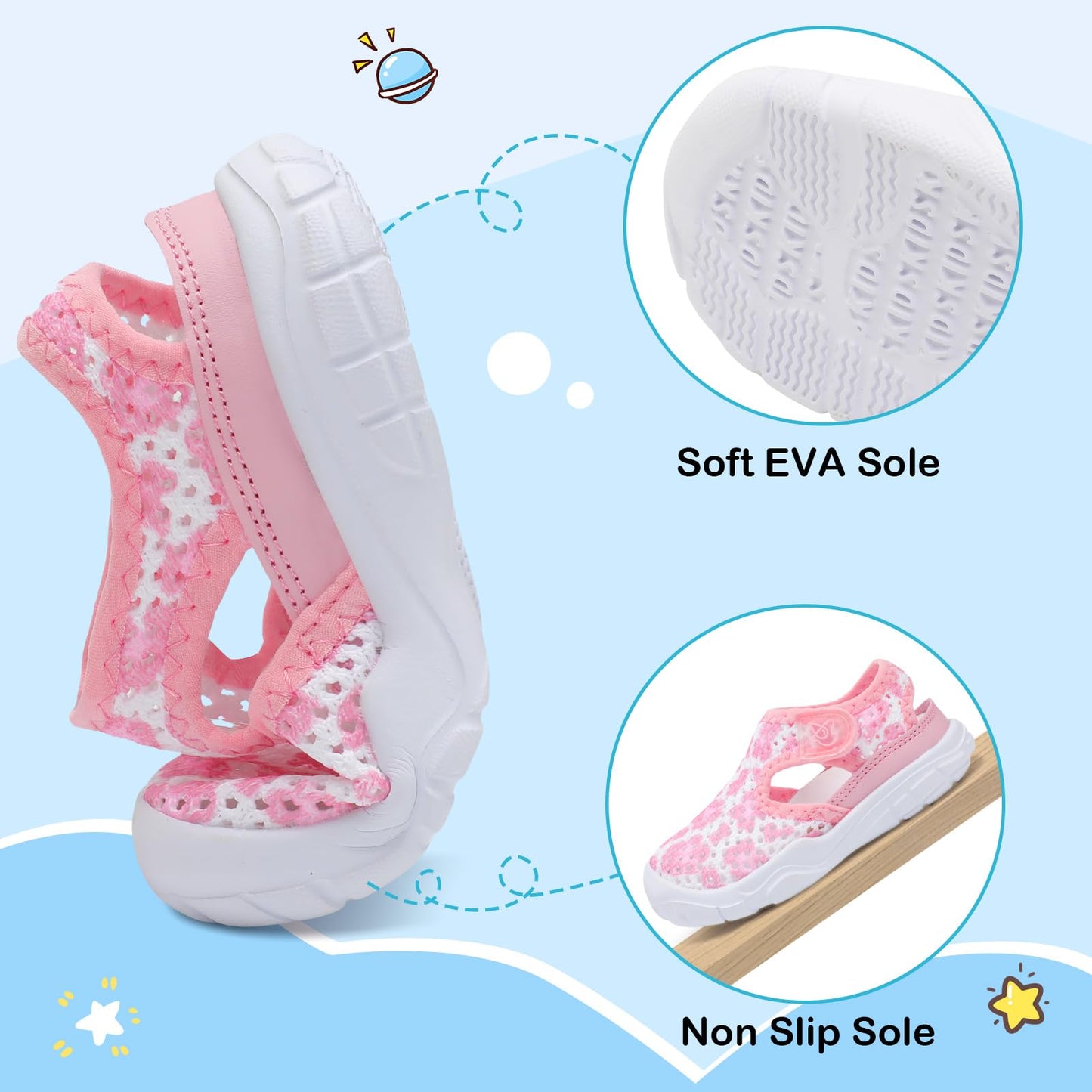 Toddler Sandals Boys Girls Wide Sandals Kids Water Sandal Shoes Lightweight Barefoot Summer Shoes for Beach Swim