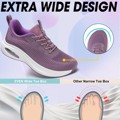 Wide Toe Box Shoes Women Air Cushion Road Running Shoes Extra Wide Width Sneakers