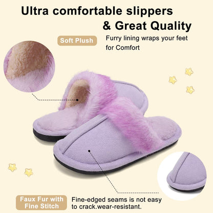 EQW Kids and Toddler Girls Slippers,House Shoes in Winter,Lightweight,Fluffy,Inddor Warmers