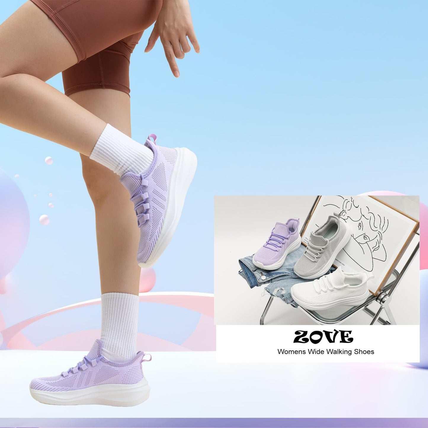 ZOVE Wide Toe Box Shoes Women Extra Wide Width Tennis Sneakers