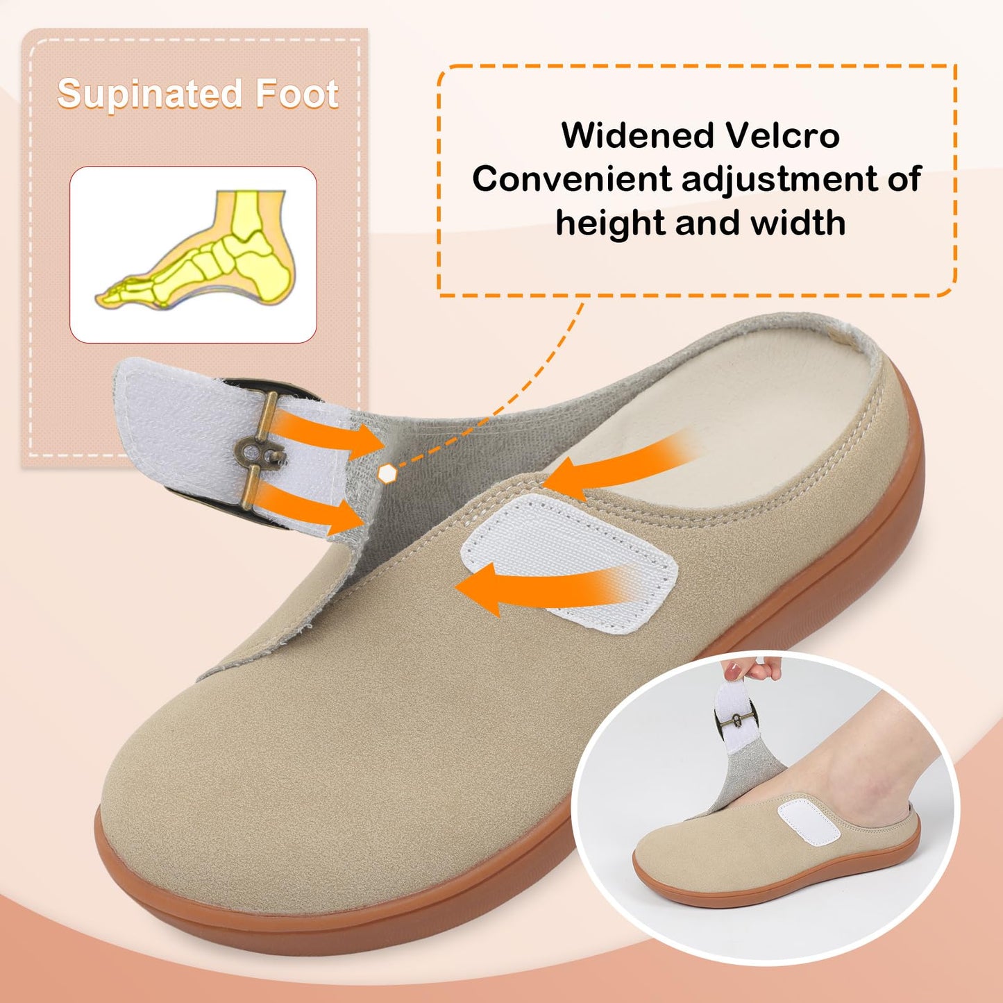 Womens Wide Clogs Adjustable Diabetic Mules Slip on Clog Slippers