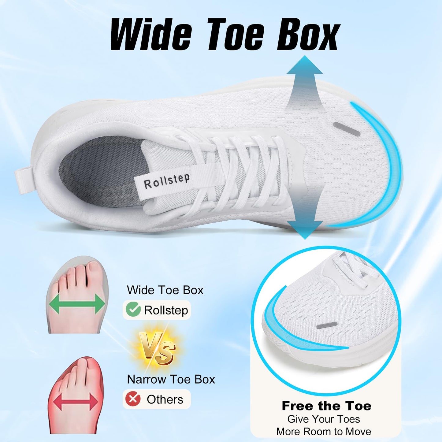 Wide Toe Box Shoes Women Sneakers Extra Wide Width Arch Support