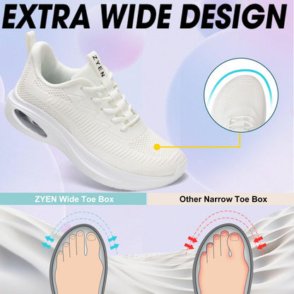Wide Toe Box Shoes Women Air Cushion Road Running Shoes Extra Wide Width Sneakers