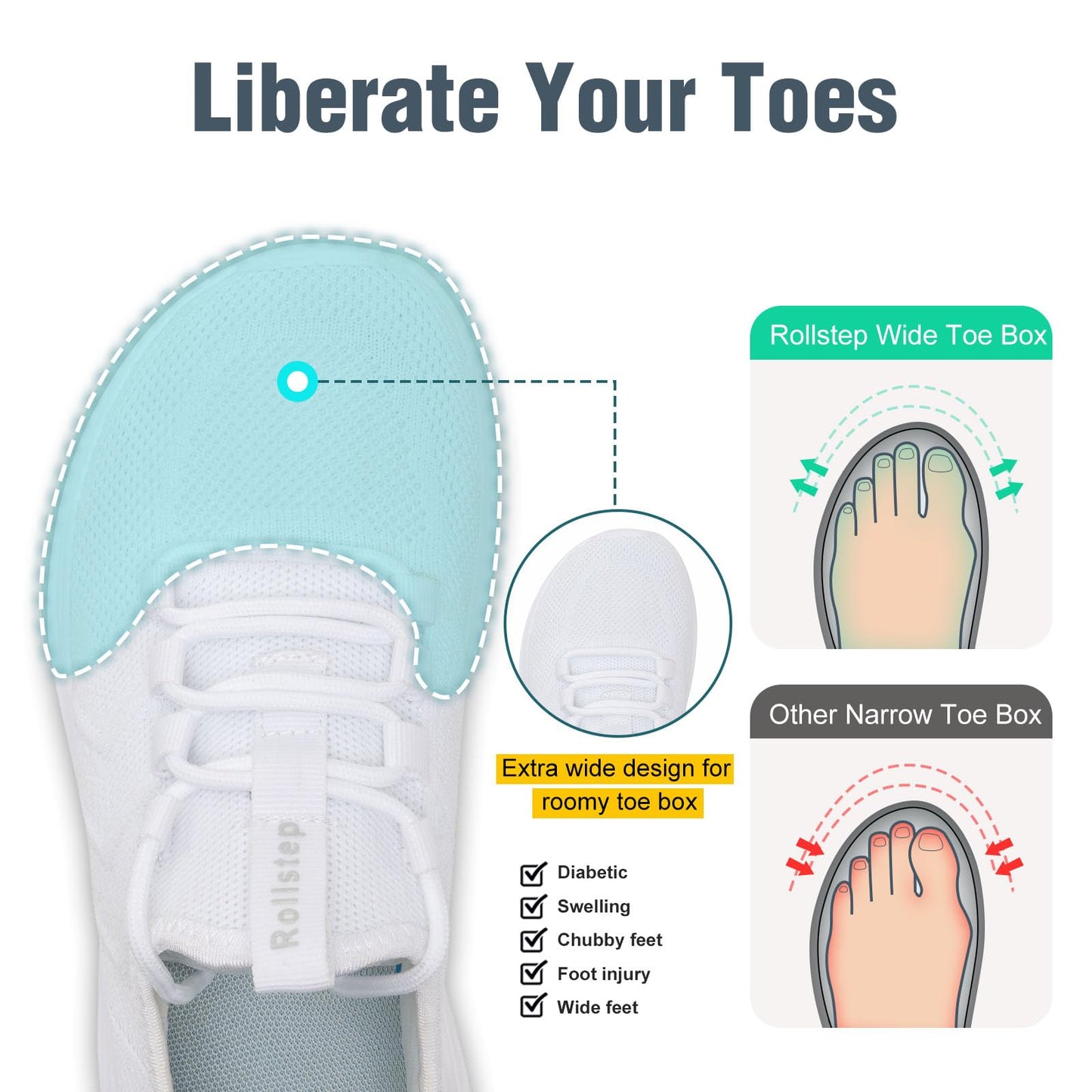 Wide Toe Box Shoes Women Extra Wide Width Sneakers