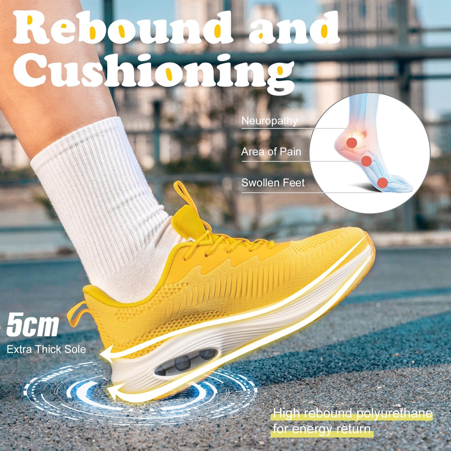 Wide Toe Box Shoes Women Air Cushion Road Running Shoes Extra Wide Width Sneakers
